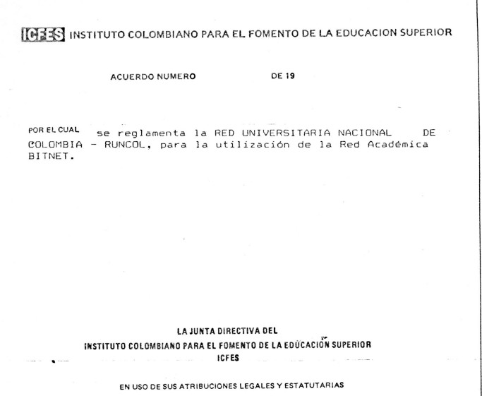 Imagen para Acuerdo por el cual se reglamenta RUNCOL para la utilización de la Red Académica BITNET
