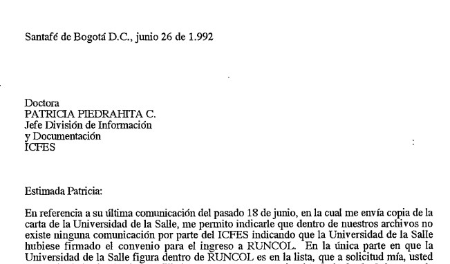 Imagen para Comunicación con el ICFES sobre la vinculación de La Salle a RUNCOL.