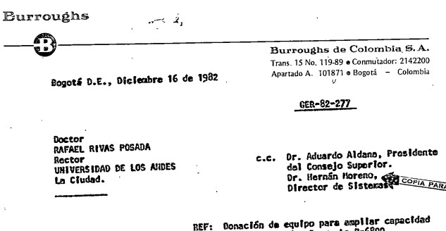 Imagen para Donación de Equipo de Burroughs a la Universidad de los Andes