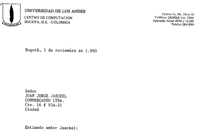Imagen para Cartas varias de asignación de acceso a BITNET a empresas del Proyecto Pride