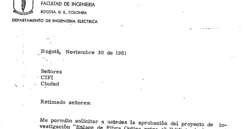 Imagen para Solicitud de aprobar el proyecto de investigación “Enlace de Fibra Óptica entre el Edificio de Ingeniería y el Centro de Cómputo de la Universidad de los Andes.”