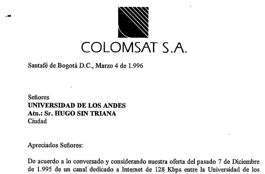 Imagen para Tarifas de COLOMSAT para instalar internet en la Universidad de los Andes
