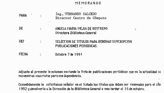 Imagen para Carta entre la Biblioteca General y la Universidad de los Andes