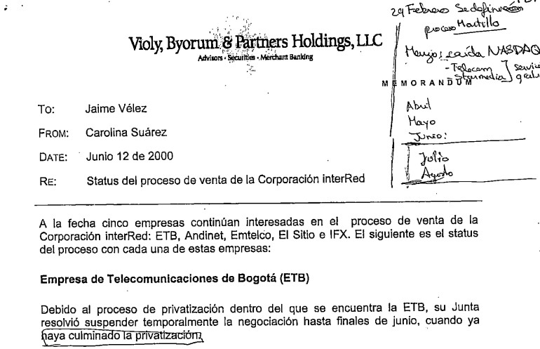 Imagen para Status del proceso de venta de la Corporación InterRed