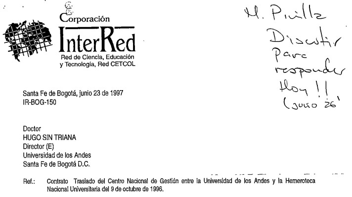 Imagen para Contrato traslado del Centro Nacional de Gestión entre la Universidad de los Andes y la Hemeroteca Nacional Universitaria