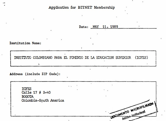 Imagen para Application for BITNET Membership