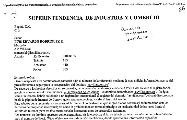 Imagen para Superintendencia de Industria y comercio sobre conflicto del dominio de AvVillas