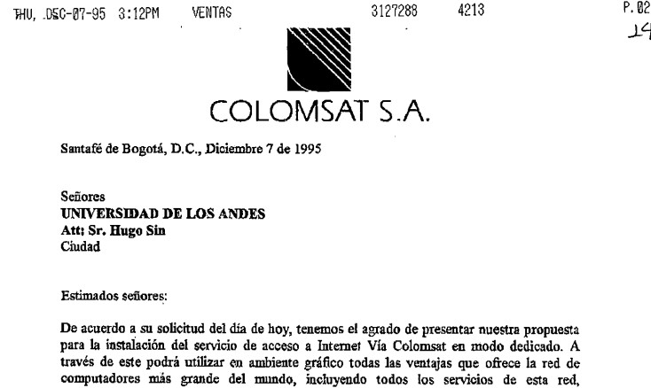 Imagen para Propuesta de acceso a Internet vía COLOMSAT-Universidad de los Andes