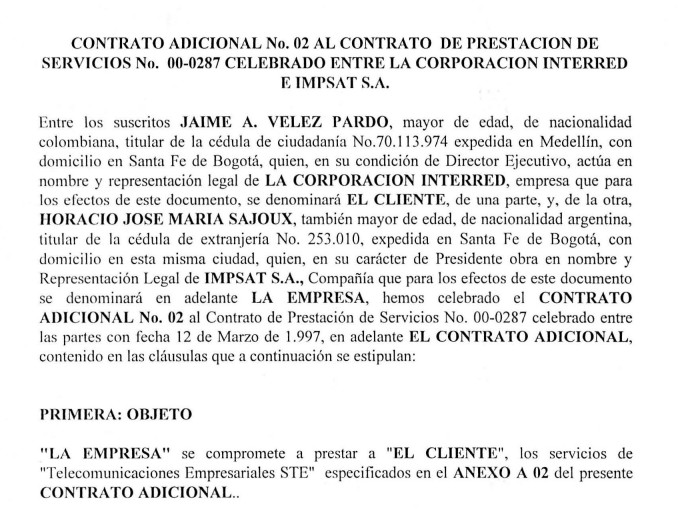 Imagen para Contrato adicional  InterRed e Impsat para incremento de red nacional