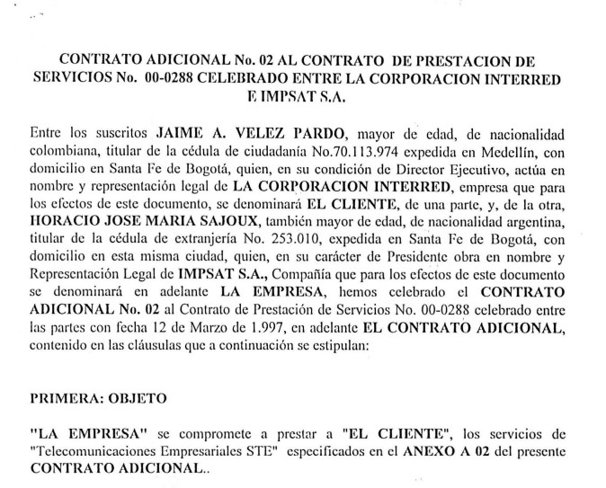 Imagen para Contrato adicional  InterRed e Impsat para incremento de red nacional 01