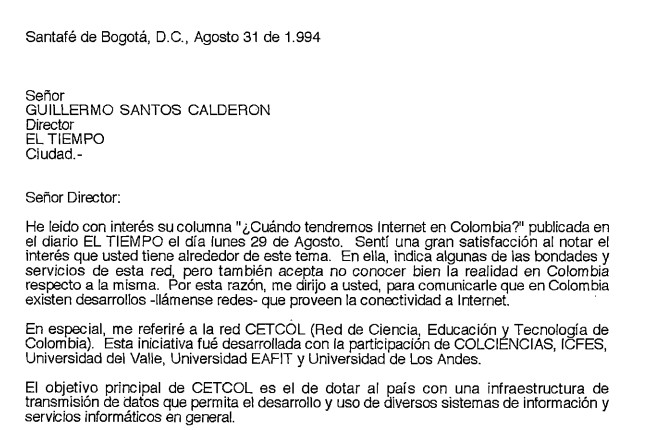 Imagen para Respuesta a columna publicada en EL TIEMPO sobre el internet