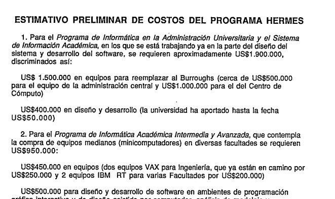 Imagen para Estimativo preliminar de costos del Programa HERMES